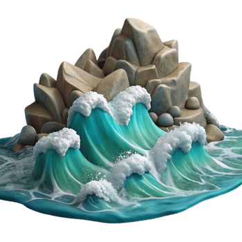 dramatic artistic Ocean Waves Crashing Rocky Coast png