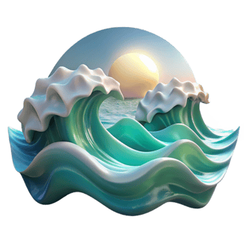 vibrant abstract Ocean Waves From Below Cutout Sunlight Filtering high resolution png