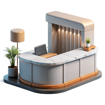 impressive classic Office Building Lobby with Reception Desk Isolated premium png