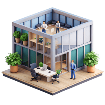 vibrant minimalist Office Building Interior with People Cutout professional png