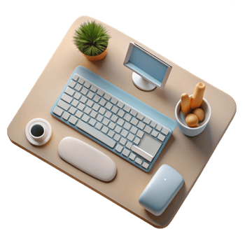 impressive minimalist Office Desk with Keyboard and Mouse Top View Cutout Element original png