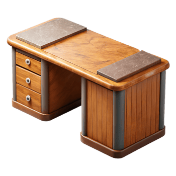 magnificent classic Office Desk Wooden Top Isolated authentic png