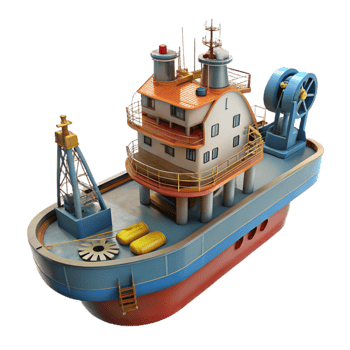 beautiful modern Offshore Oil Rig Supply Vessel Side Profile Cutout original png