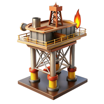 extraordinary vintage Offshore Platform Flare Stack Silhouette Transparent Background professional png