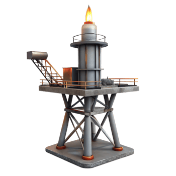 elegant creative Offshore Platform Flare Stack Silhouette Transparent Background professional png