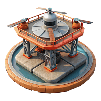 serene classic Offshore Platform Helipad Top View Transparent Background authentic png