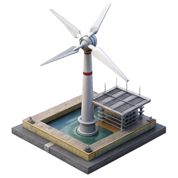 dramatic rustic Offshore Wind Turbine Foundation Underwater View Cutout high resolution png