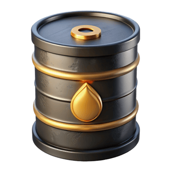 serene rustic Oil Barrel Icon with Black and Gold Finish Cutout png