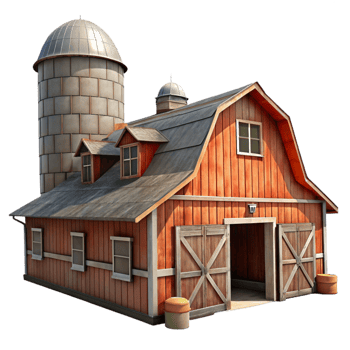 wonderful contemporary Old Barn with Silo Isolated professional png
