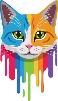 Portrait of Cute Cat Kitten with Fluid Colors Dripping - Mammal Wildlife vector