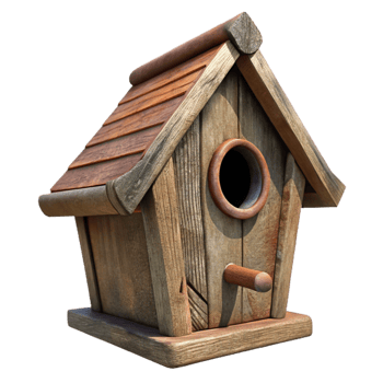 impressive contemporary Old Birdhouse Cutout with Wooden Construction exclusive png