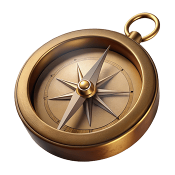 impressive minimalist Old Brass Compass Top View Cutout high resolution png