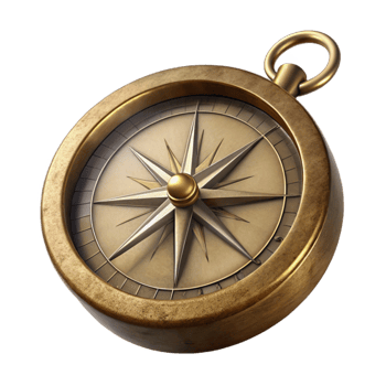 dramatic traditional Old Brass Compass Top View Cutout authentic png