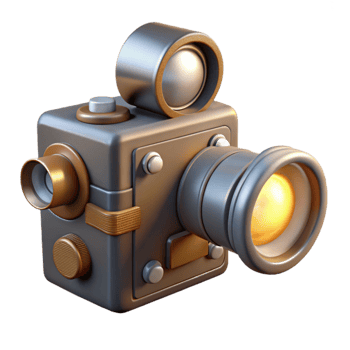 dramatic abstract Old Film Camera with Flash Bulb Transparent Background authentic png