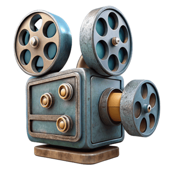serene minimalist Old Film Projector Side Angle Cutout detailed png