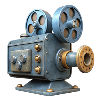 serene classic Old Film Projector Side Angle Cutout detailed png