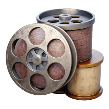 stunning artistic Old Film Reel and Canister Cutout detailed png