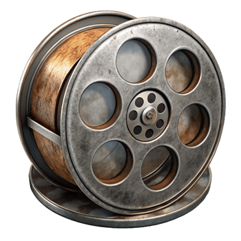 vibrant artistic Old Film Reel Metal Canister Detail Cutout png