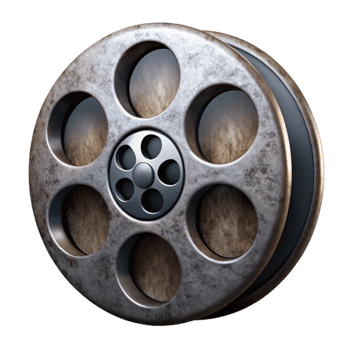 extraordinary traditional Old Film Reel Cutout with Dramatic Lighting premium png