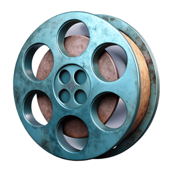 extraordinary contemporary Old Film Reel Cutout with Dramatic Lighting premium png