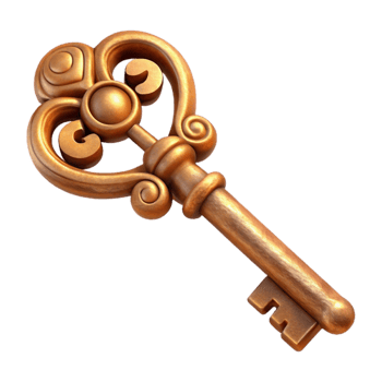 vibrant rustic Old Key with Ornate Design Isolated premium png