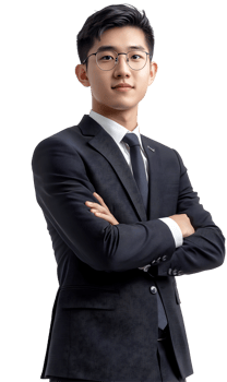 Confident young asian professional in formal attire with arms crossed and optimistic look png