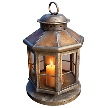 wonderful minimalist Old Metal Lantern Candle Inside Cutout high quality png