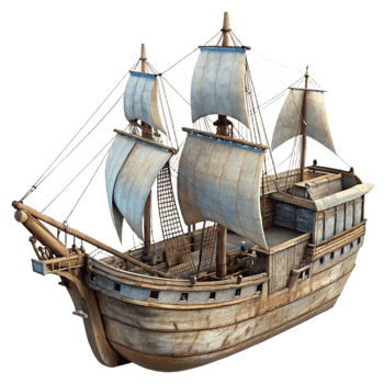 impressive abstract Old Sailing Ship Side View Isolated high resolution png