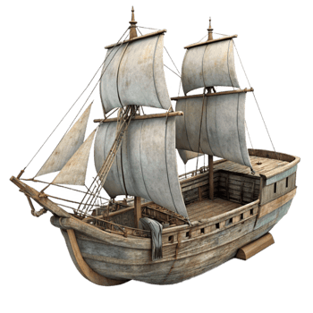 dramatic modern Old Sailing Ship Side View Isolated professional png