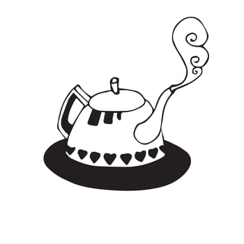 Doodle ink teapot with steam vector