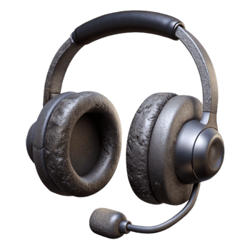 magnificent artistic Old Telephone Operator Headset Black Color high quality png