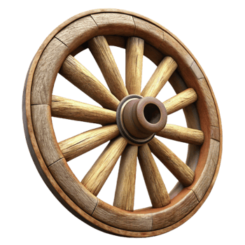 elegant minimalist Old Wagon Wheel Wooden Spokes Isolated high resolution png