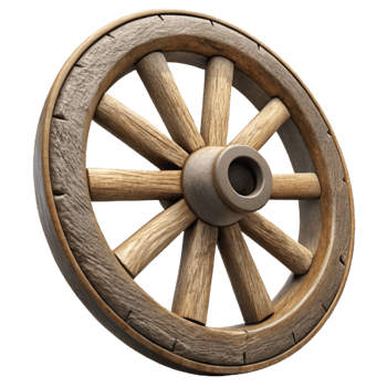 wonderful traditional Old Wagon Wheel Wooden Spokes Isolated professional png
