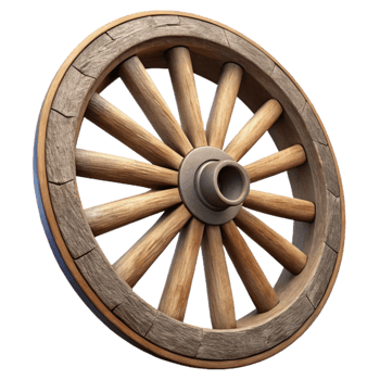 wonderful classic Old Wagon Wheel Wooden Spokes Isolated png