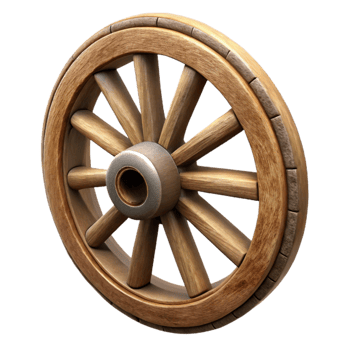 wonderful creative Old Wooden Cart Wheel Isolated png