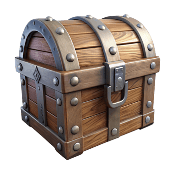 wonderful traditional Old Wooden Chest Metal Clasps Isolated detailed png