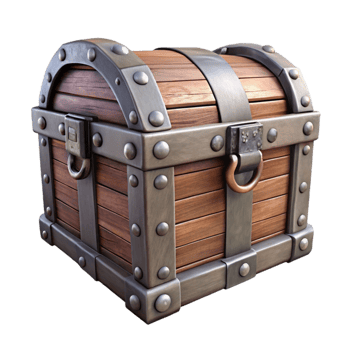 serene vintage Old Wooden Chest Metal Clasps Isolated professional png