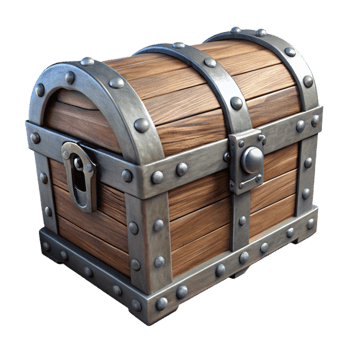 impressive abstract Old Wooden Chest with Metal Clasps Transparent Background high resolution png