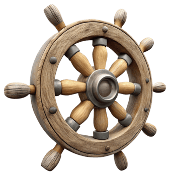 elegant rustic Old Wooden Ship Wheel Side View Transparent Background premium png