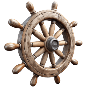 stunning artistic Old Wooden Ship Wheel Side View Transparent Background genuine png