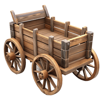 vibrant modern Old Wooden Wagon Rustic Style Cutout high resolution png