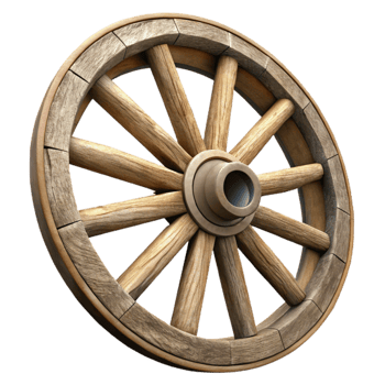 serene modern Old Wooden Wagon Wheel Isolated Cutout png