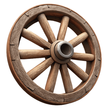 impressive rustic Old Wooden Wagon Wheel Isolated Cutout genuine png