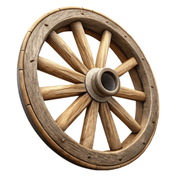 impressive rustic Old Wooden Wagon Wheel Isolated Cutout png