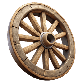 serene modern Old Wooden Wagon Wheel Isolated Cutout professional png
