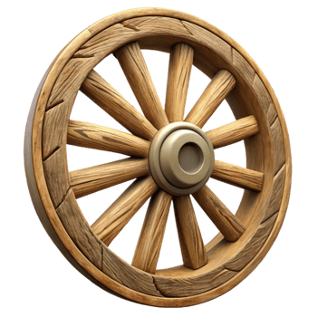 elegant artistic Old Wooden Wagon Wheel Isolated Cutout premium png