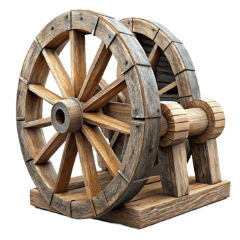magnificent contemporary Old Wooden Water Wheel Side View Cutout high quality png
