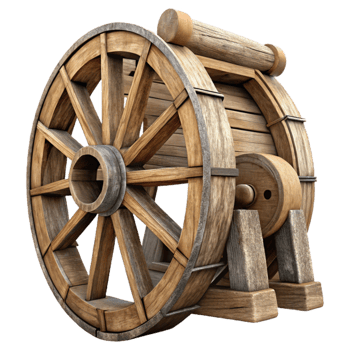 vibrant artistic Old Wooden Water Wheel Side View Cutout premium png