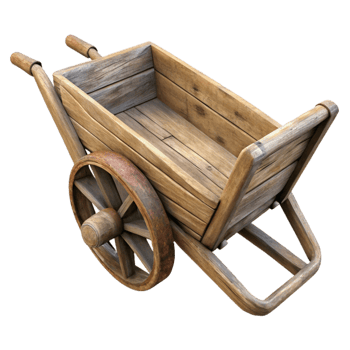 impressive traditional Old Wooden Wheelbarrow Rustic Handles Isolated original png
