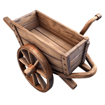 wonderful classic Old Wooden Wheelbarrow Rustic Handles Isolated original png